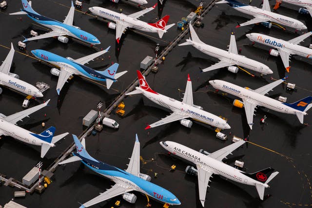 <p>Boeing 737 Max planes grounded in 2020 </p>